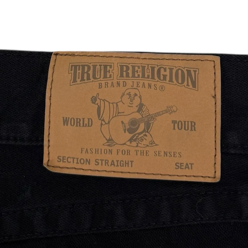 True Religion Mens 36 Cut Off Shorts 5 Pocket Black Denim Cotton 15” Inseam - Picture 9 of 11